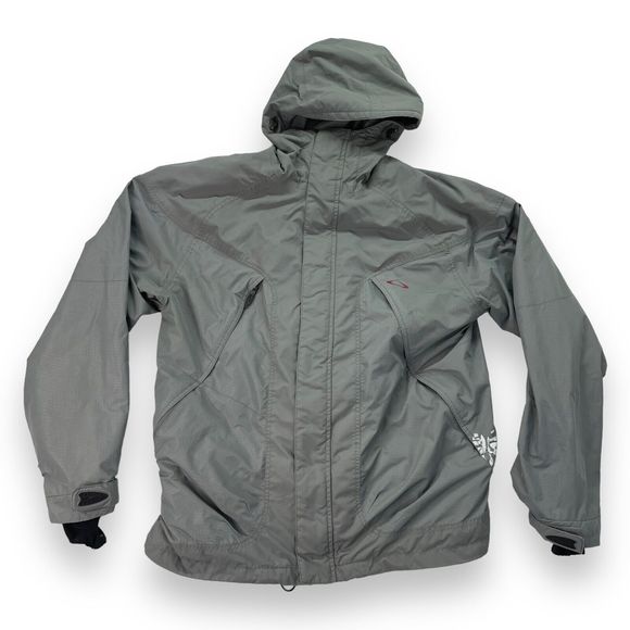 Oakley Road Fuel 3 Jacket Mens Large 2000's Gray Ski Snowboarding Hooded *Flaws - Picture 1 of 16